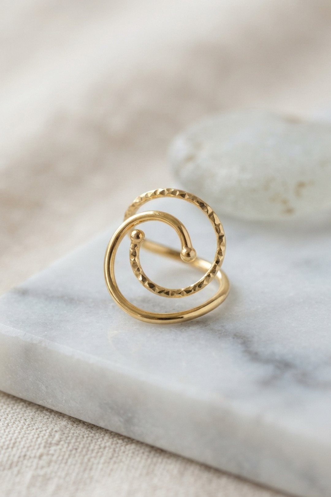 Shekka Gold Renk Geometrik Çift Halka Yüzük