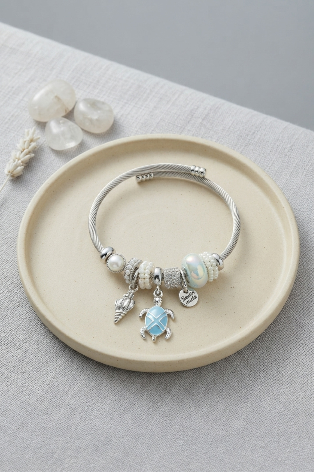Blue Caretta Caretta Charm Silver Color Bracelet