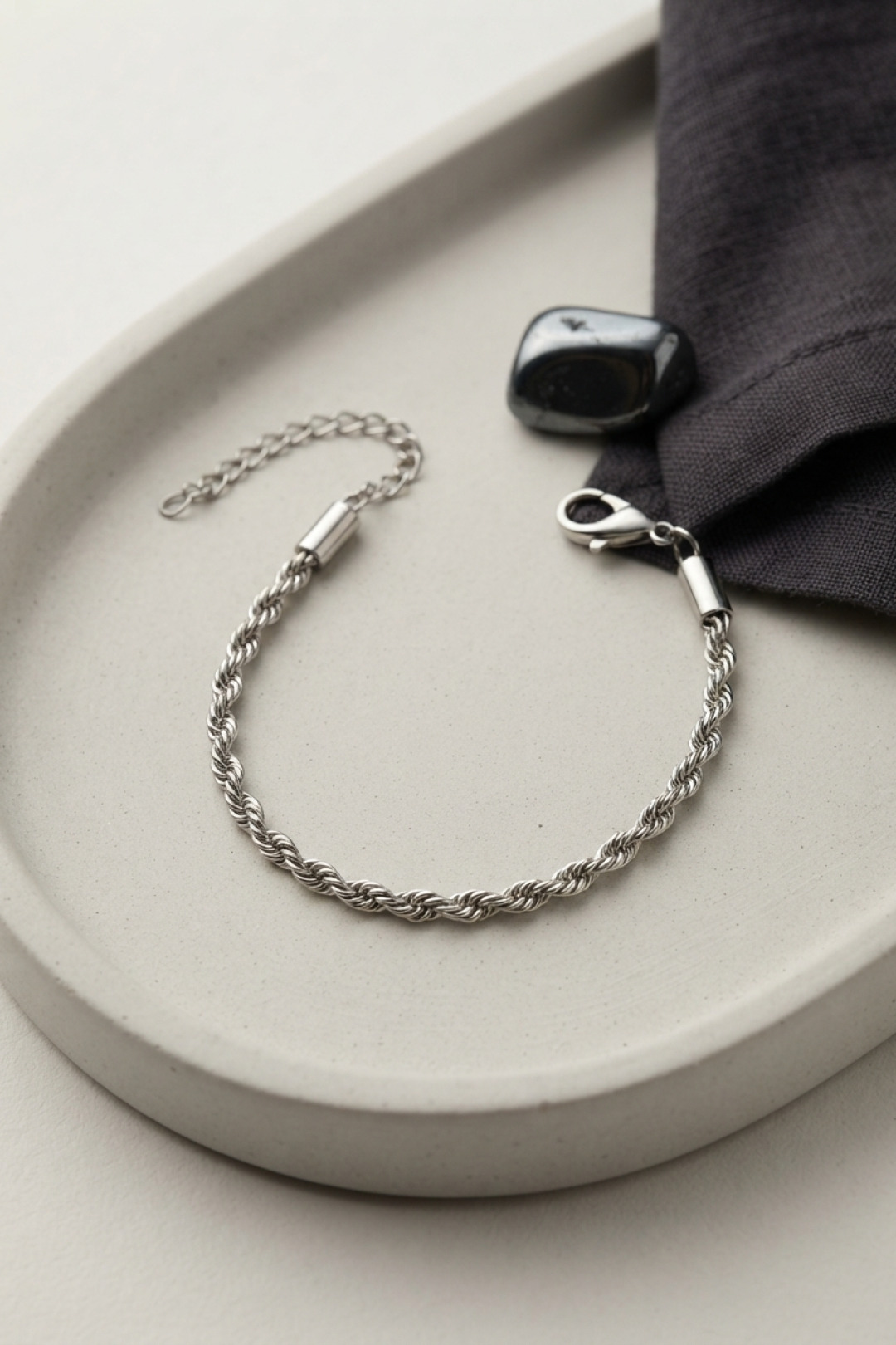 316L Steel Silver Color Twist Chain Model Men's Bracelet