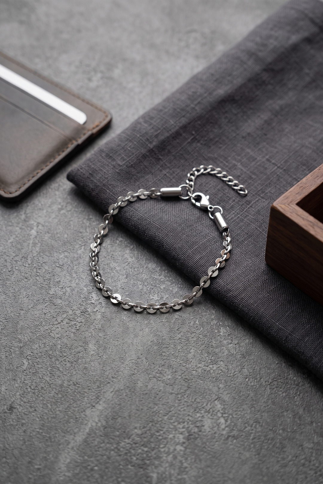 316L Steel Silver Color Disc Chain Model Men's Bracelet