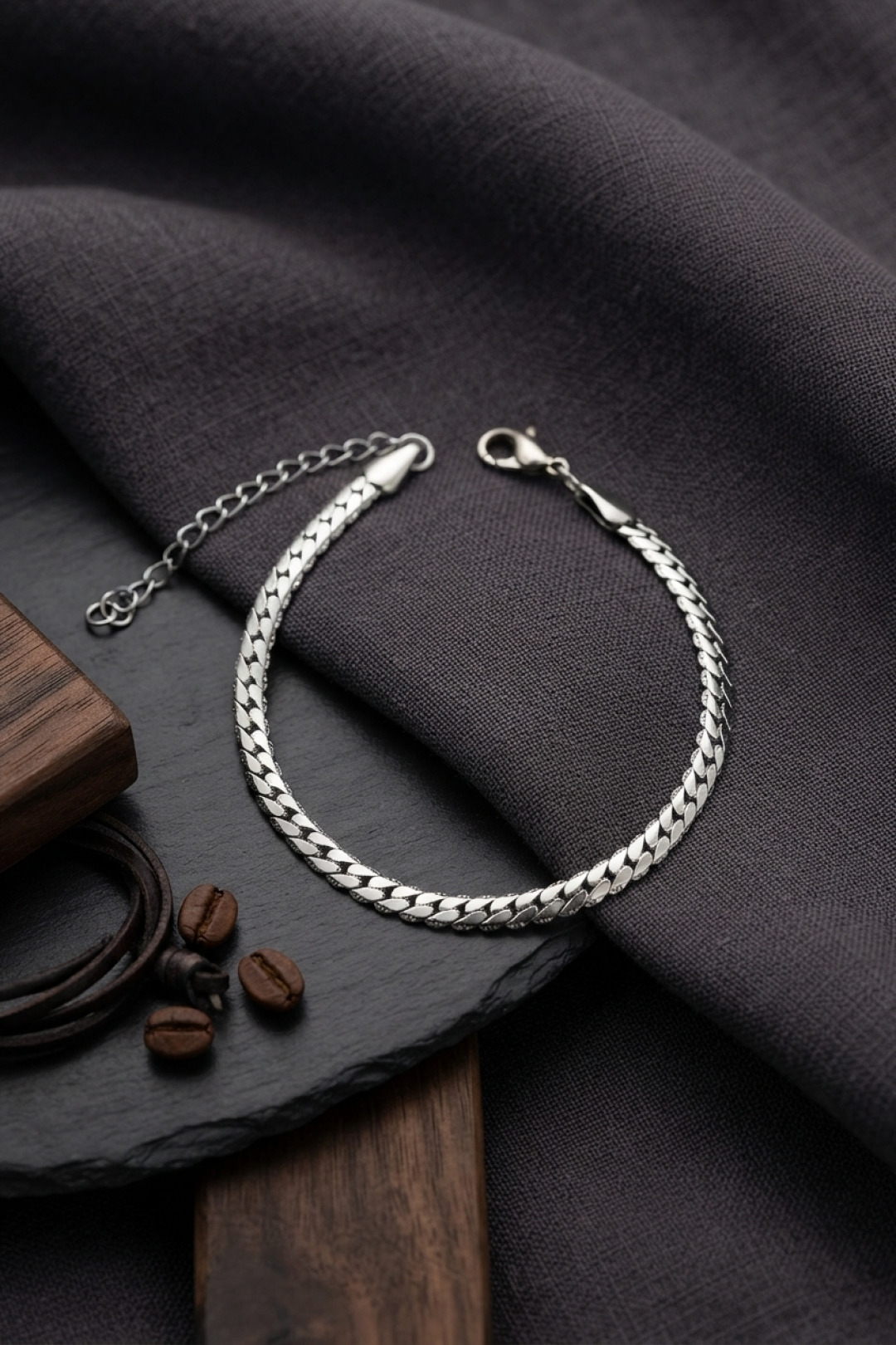316L Steel Silver Color Crushed Cuban Chain Model Men's Bracelet