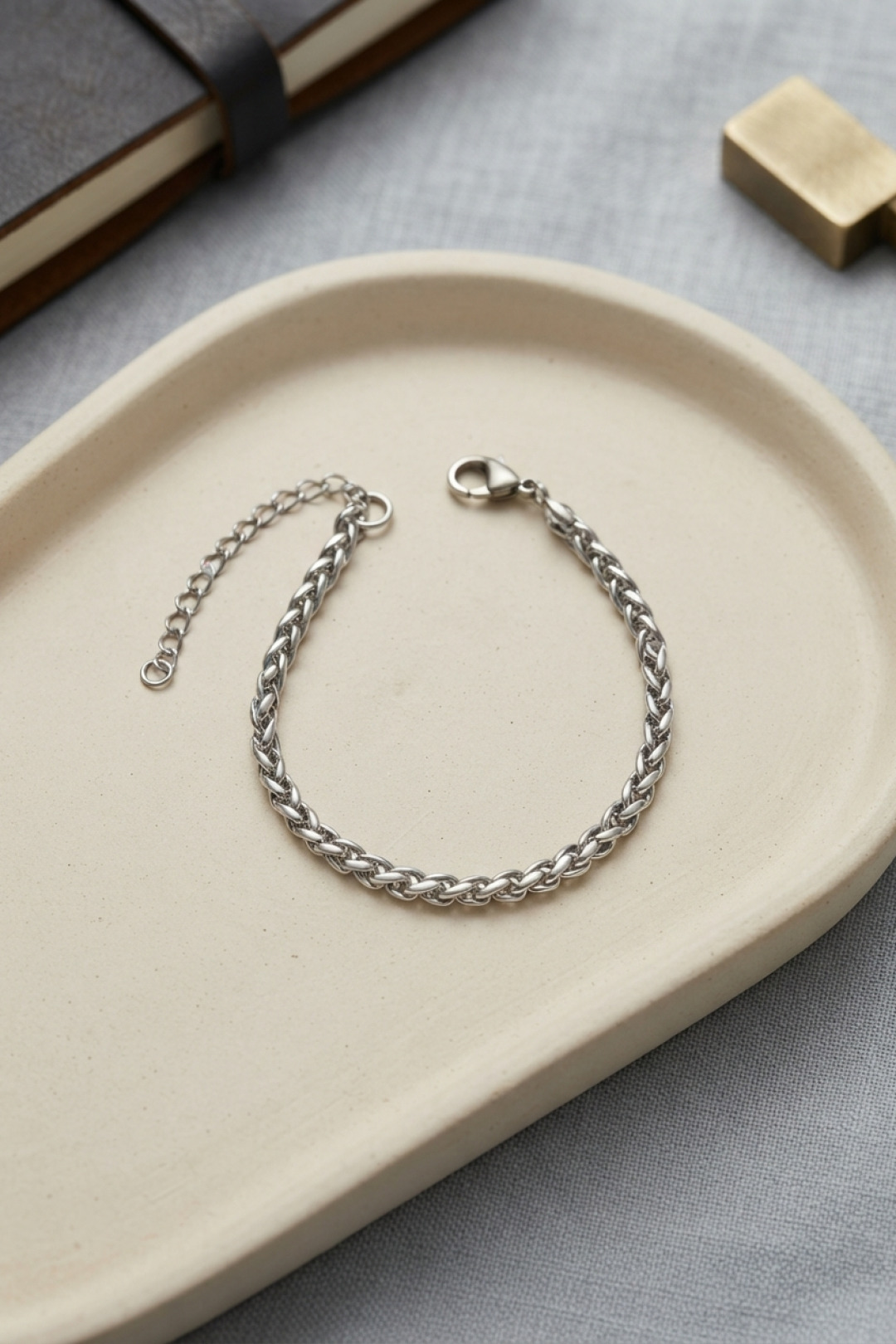 316L Steel Chain Spiga Model Silver Color Men's Bracelet