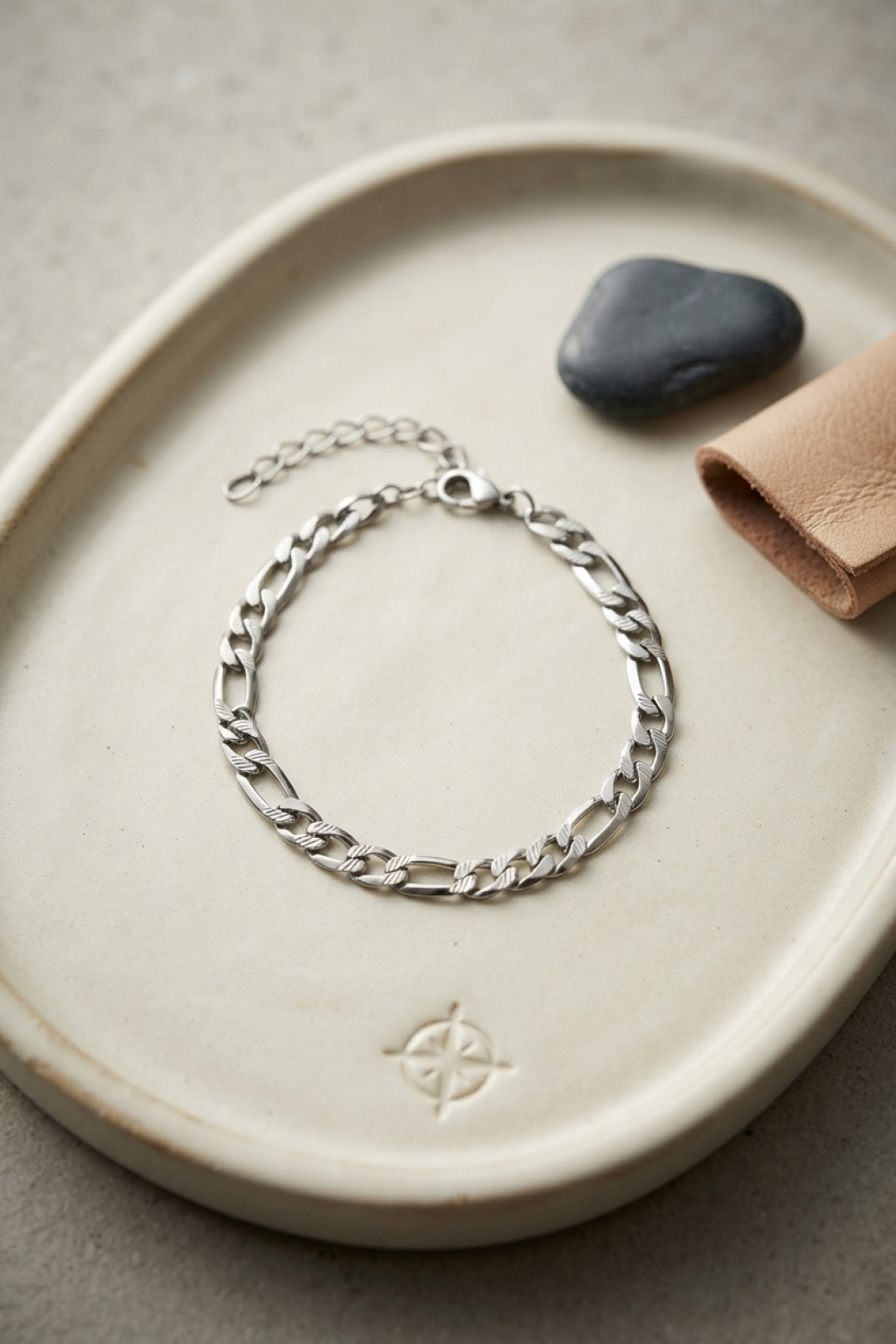 316L Steel Silver Color Figaro Chain Model Men's Bracelet