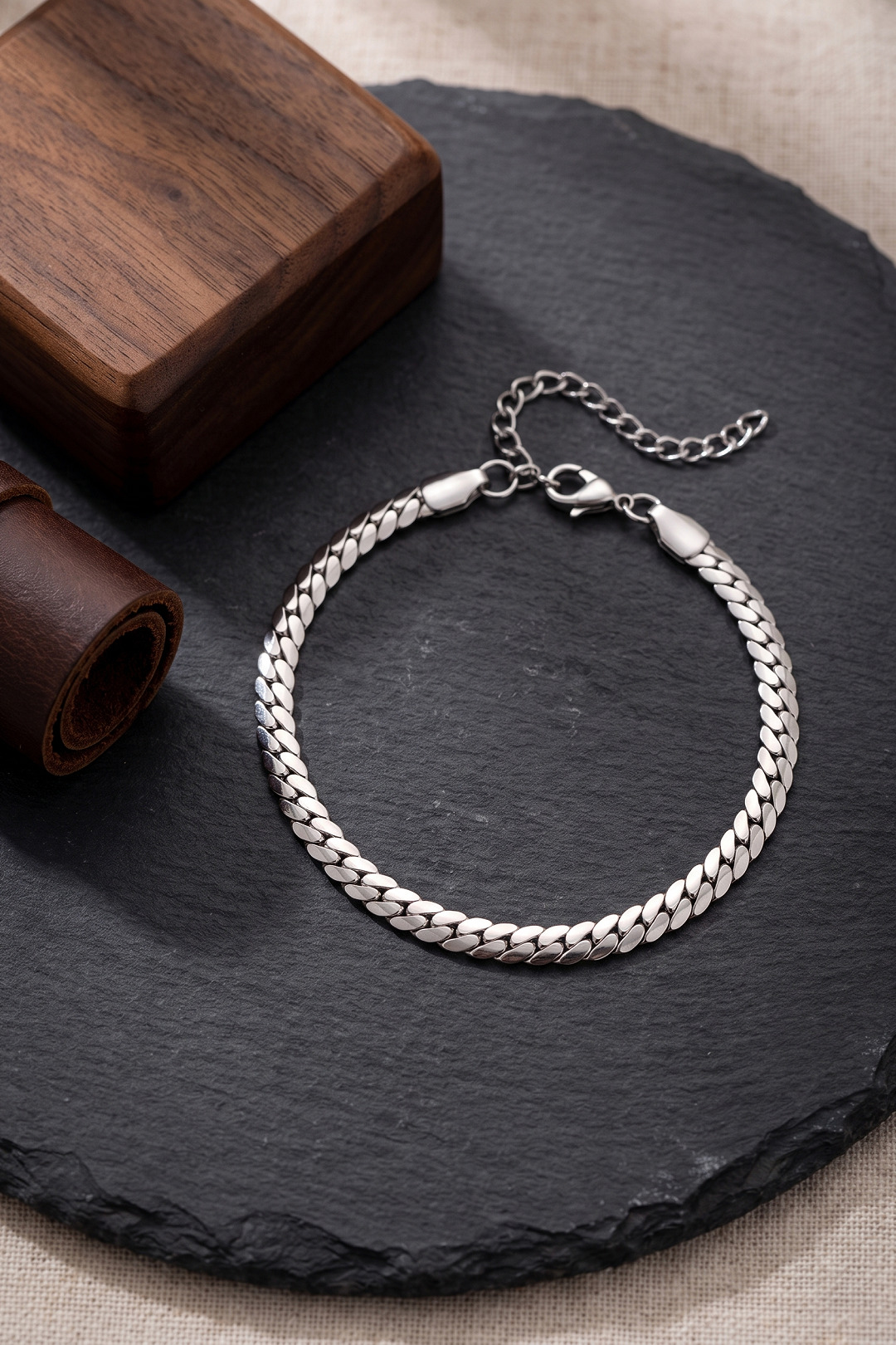 316L Steel Crushed Cuban Chain Model Men's Bracelet