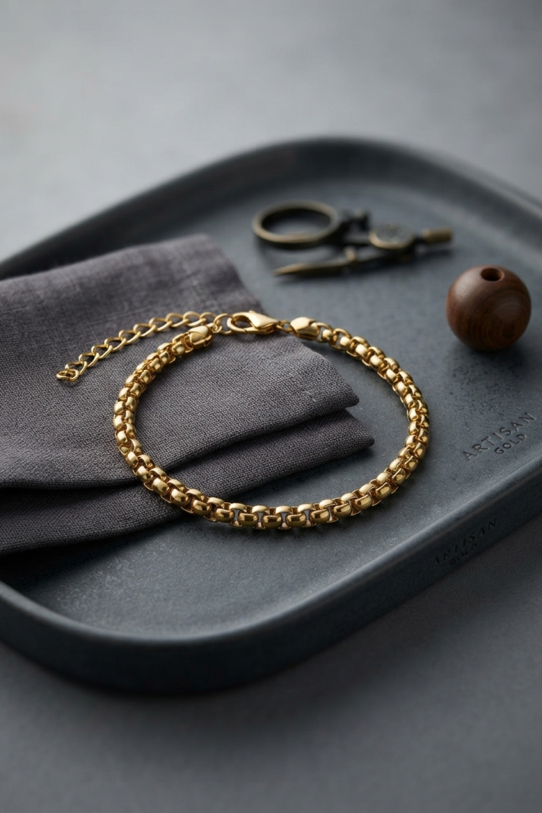 316L Steel Gold Color Box Chain Model Men's Bracelet