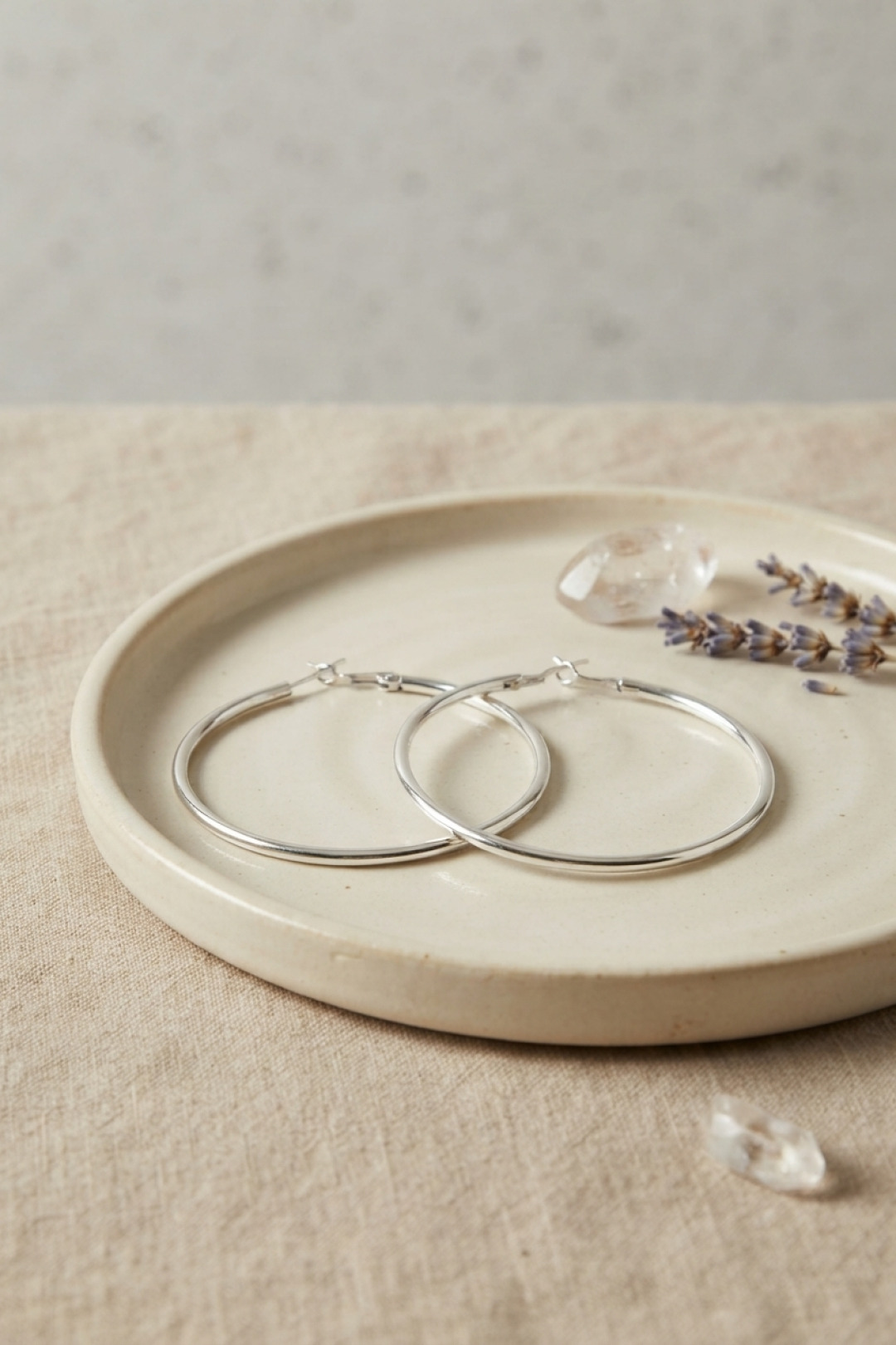 316L Steel Silver Color 56 mm Hoop Earring