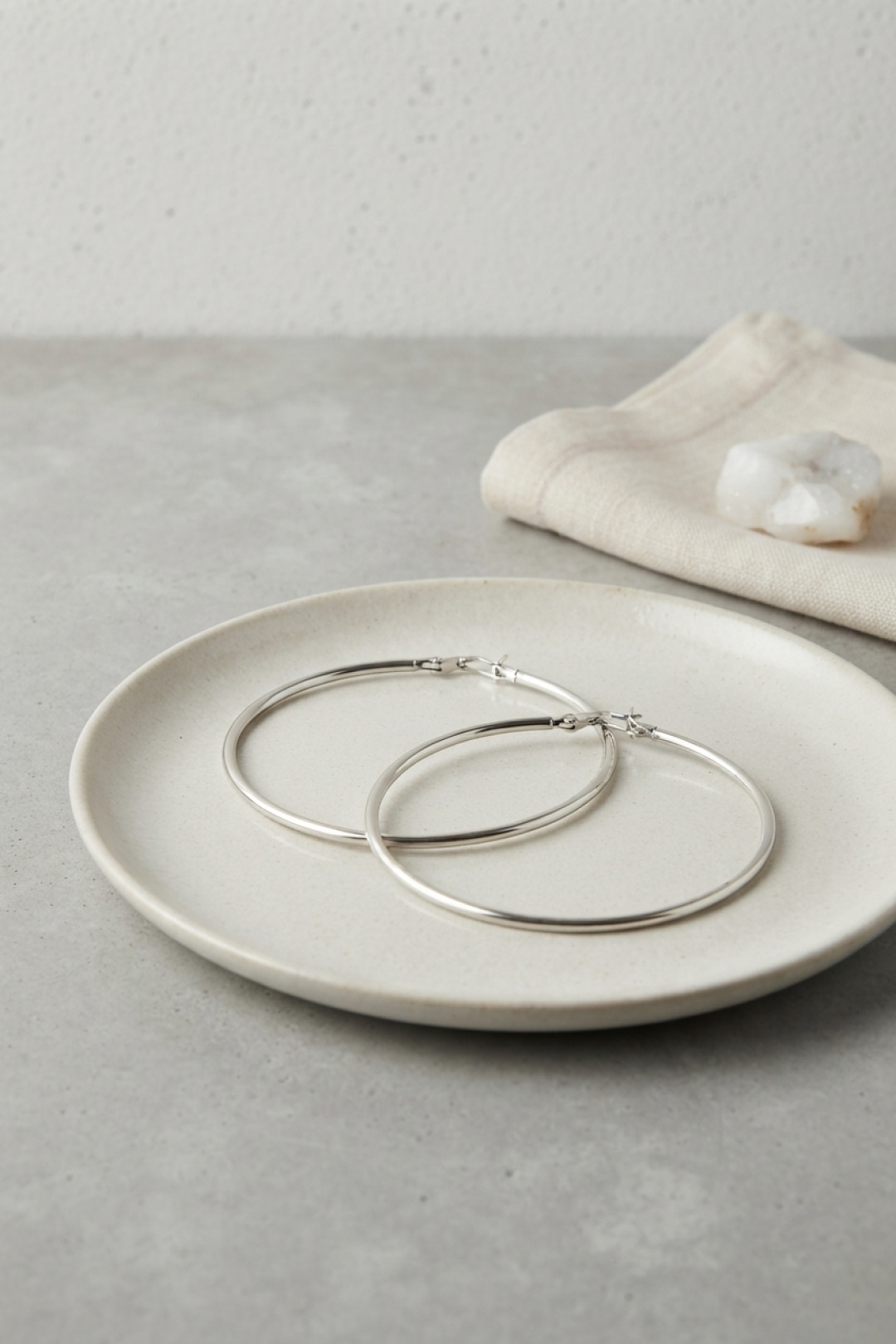 316L Steel Silver Color 66 mm Hoop Earring