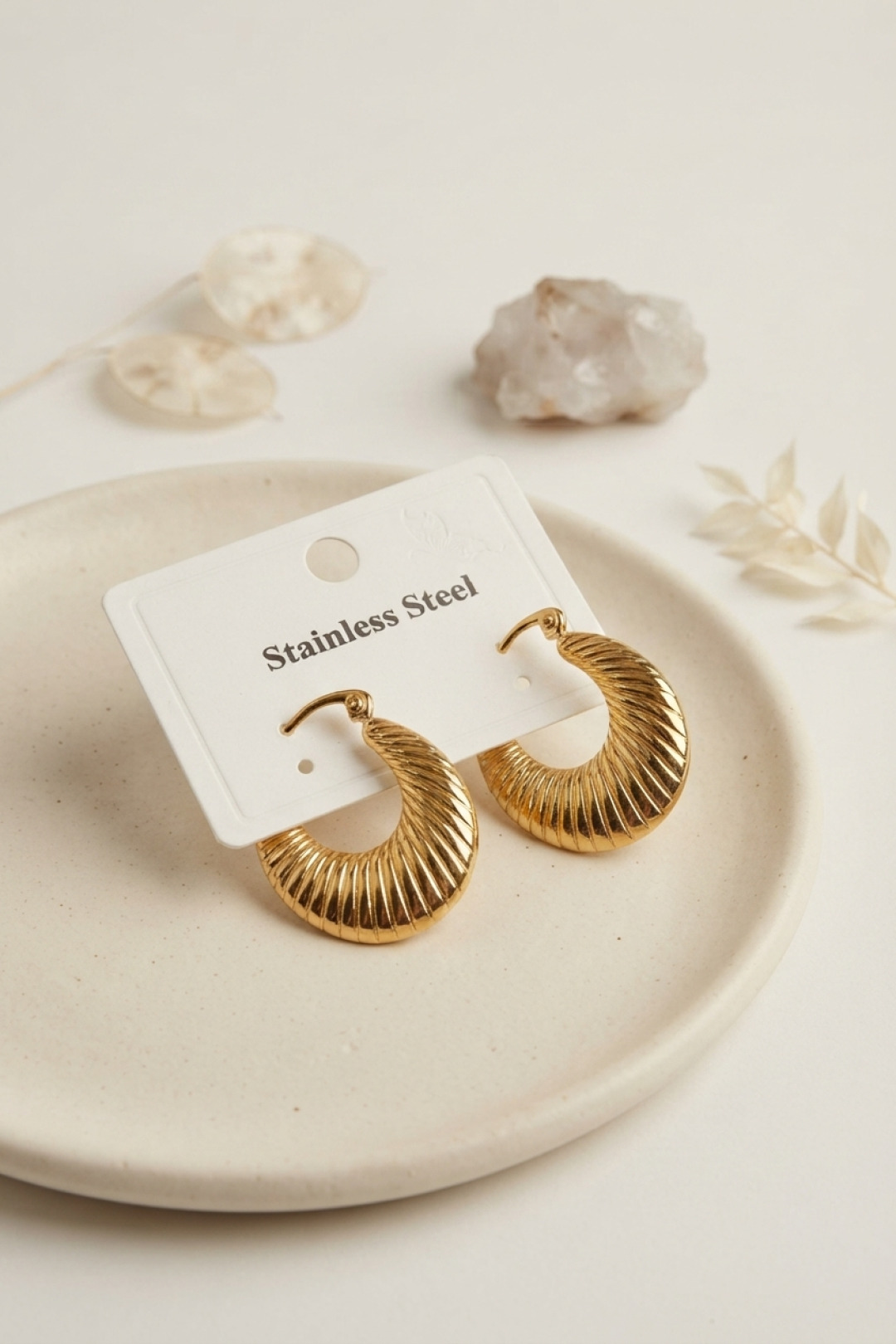 316L Çelik Gold Renk Halka Model Küpe