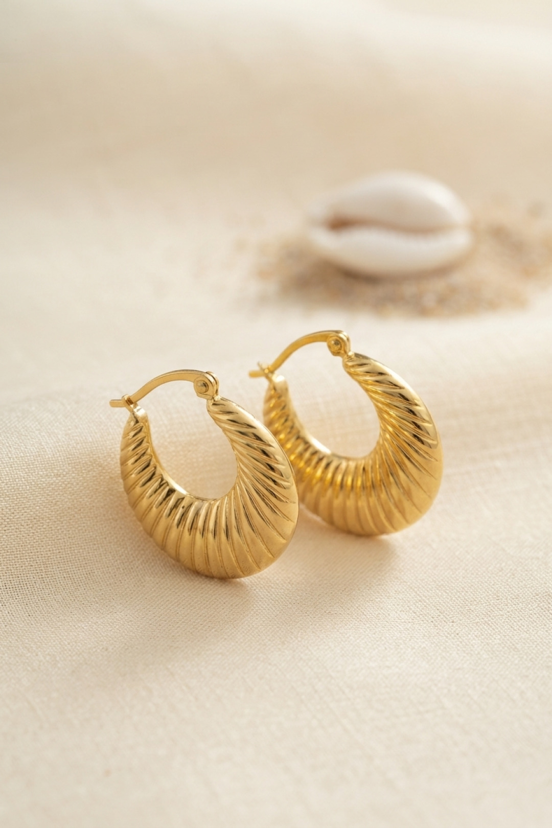 316L Çelik Gold Renk Halka Model Küpe — görsel 2