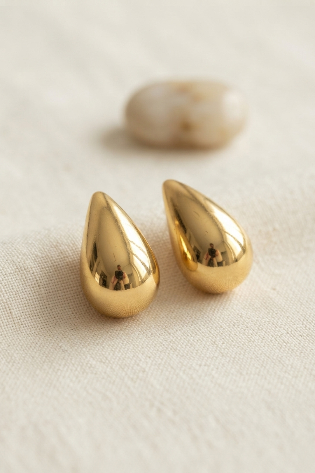 316L Çelik Gold Renk Damla Model Küpe — görsel 2