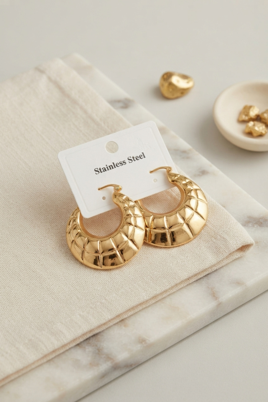 316L Çelik Gold Renk Bohem Halka Model Küpe