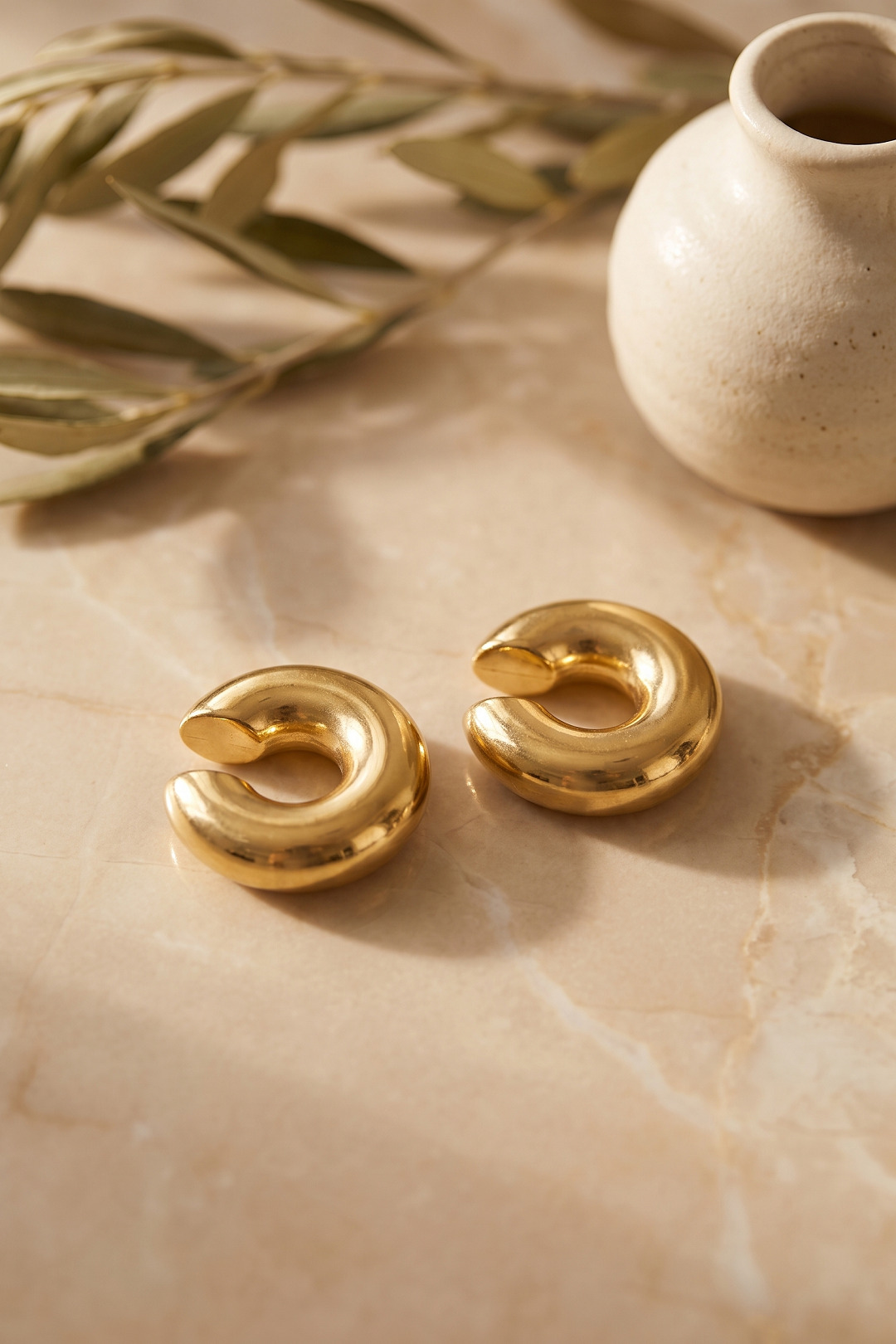 316L Çelik Gold Renk Çiftli Earcuff Küpe