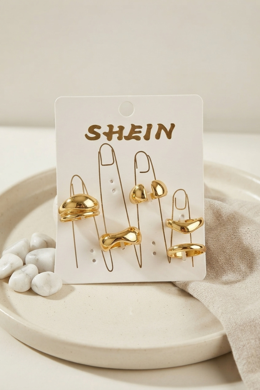 Gold Renk Pirinç Bohem Yüzük Kombini BYK4270