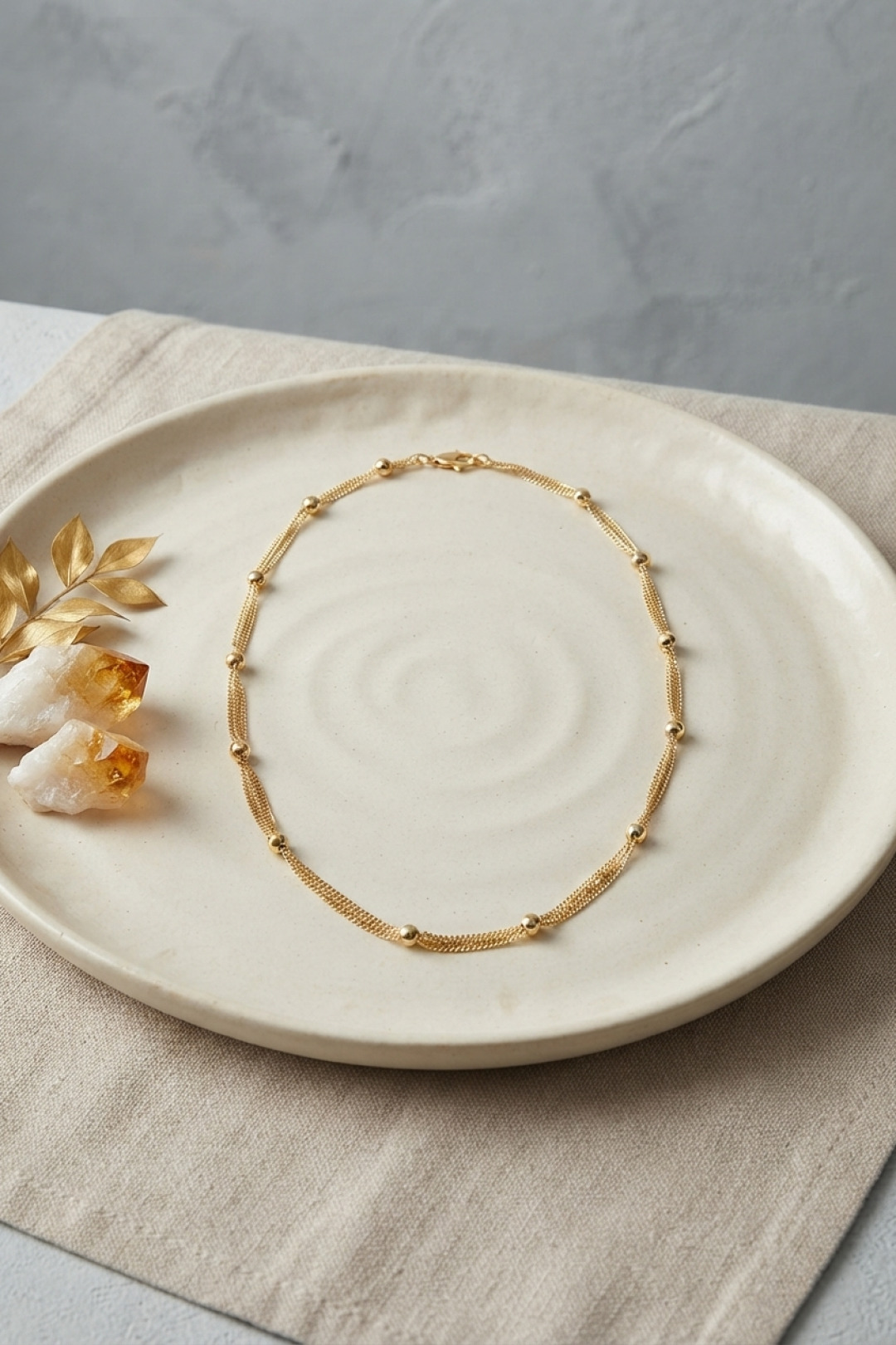CM Top Zincirli Gold Renk 50 cm Kadın Kolye