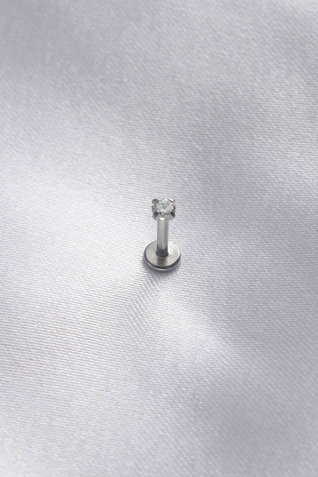 316L Cerrahi Çelik 3,5 mm Zirkon Taş Gümüş Renk Yan Dudak Piercing