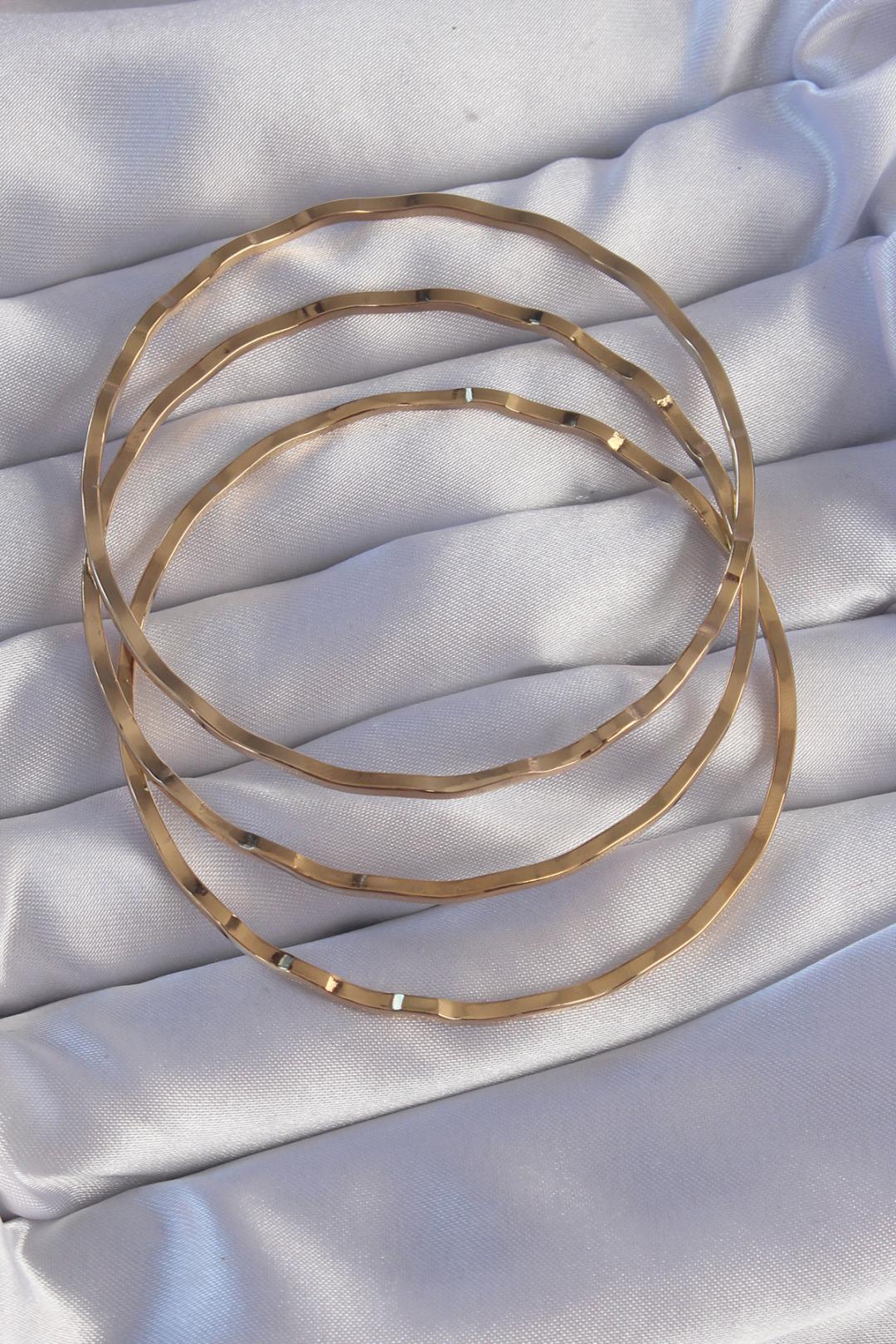 316L Çelik Gold Renk Dalgalı Model Ajda Bilezik Seti